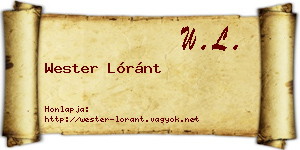Wester Lóránt névjegykártya